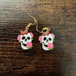 Rose & Butterfly Skeleton Alloy Earrings